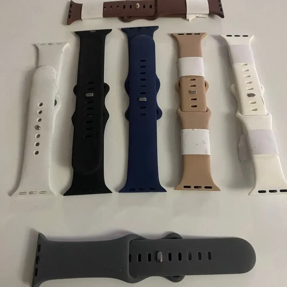 Lot of 7 Assorted Silicone Apple Watch Bands Used #41